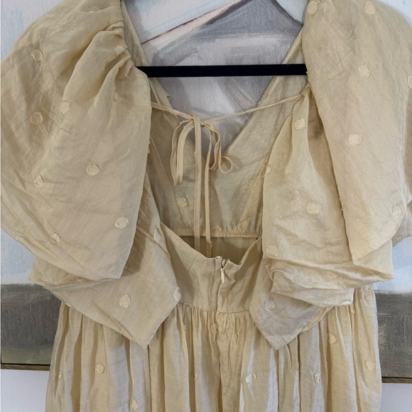 ANTHROPOLOGIE Moon River Flutter Sleeve Mini Dress Creamy Yellow Size Large - Picture 8 of 9
